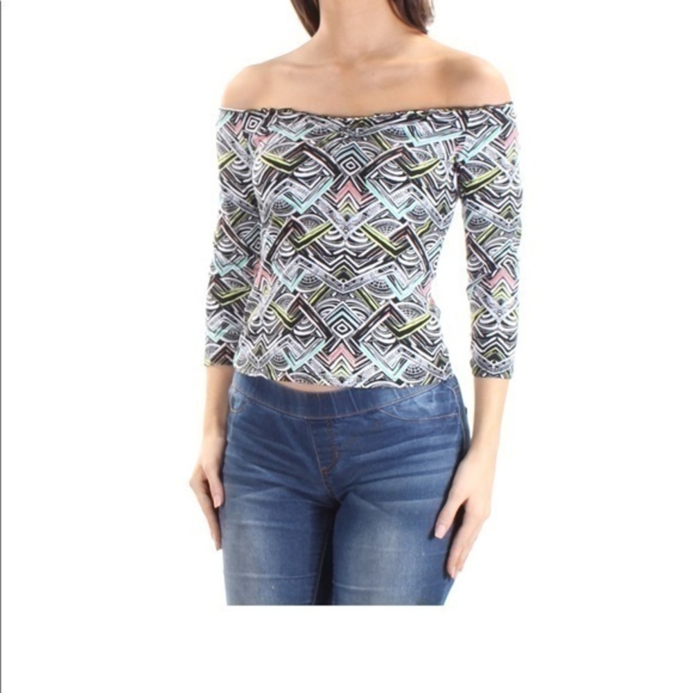 GUESS parked multicolor off - shoulder blouse- M
